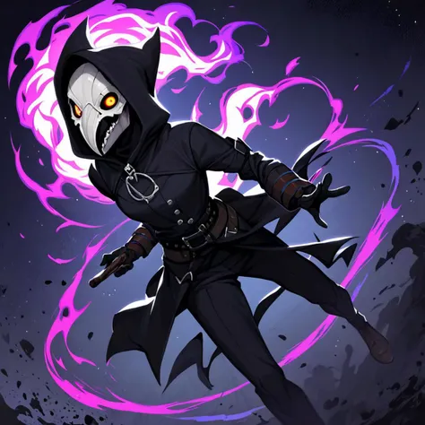 score_9, score_8_up, score_7_up, source_anime, rating_safe, blacklight, plague doctor, (plague doctor mask:1.2), dynamic pose, movement lines, trails, solo, hat, glowing, colorful smoke<lora:last:0.7>, PonyXLV6_Scores