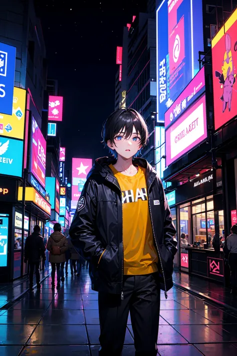 blacklight, 1man, outside, night, city lights,