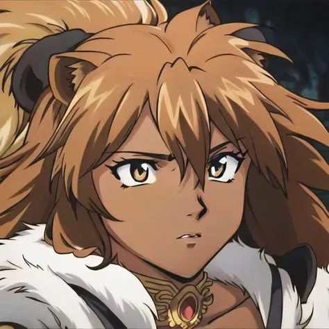 ((best quality)), ((highly detailed)), masterpiece, ((official art)), detailed face, beautiful face, (detailed eyes, deep eyes), 1girl, (lion girl), lion ears, lion mane, royalty, (black hair), ((dark skin)), amber eyes, small breasts, athletic, <lora:esthetic90sStyle_90sv1:.75>