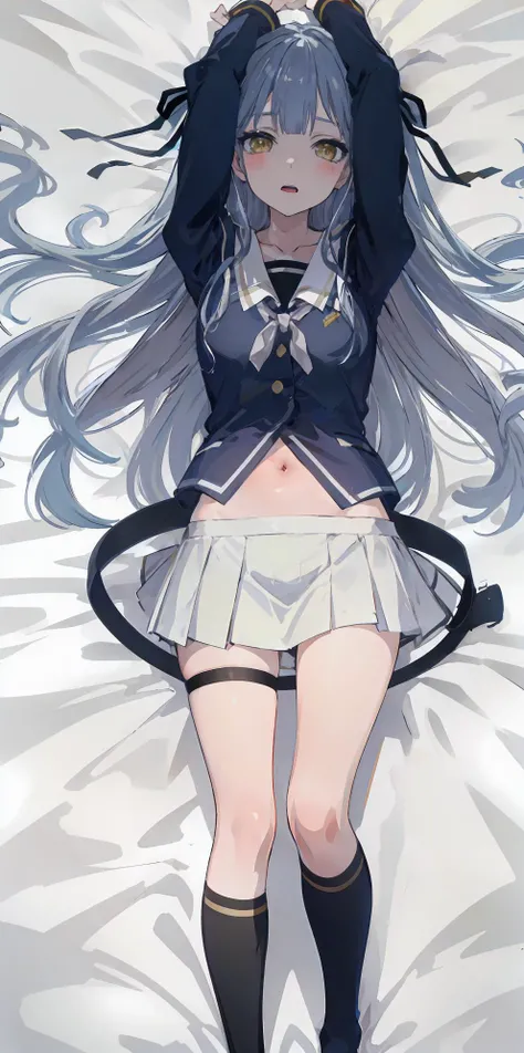 {Safety:1.10}, highest quality, masterpiece, High resolution, alone, {shimakaze_Fleet Collection:0.90}, ((whole body、Random sexy poses、On the bed))