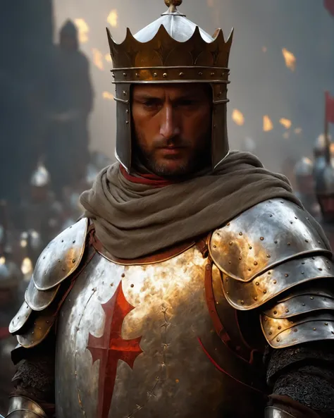 King arthur's knight, close-up portrait, powerfull, intricate, elegant, volumetric lighting, scenery, digital painting, highly detailed, artstation, sharp focus, illustration, concept art, ruan jia, steve mccurry