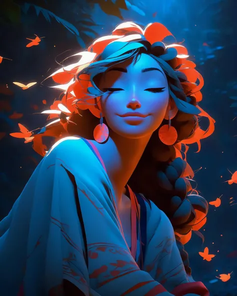 A beautiful bohemian girl, 2d art cover, official fanart behance hd artstation by jesper ejsing, by rhads, makoto shinkai and lois van baarle, ilya kuvshinov, rossdraws, masterpiece, smooth render, unreal engine 5 rendered, octane rendered, cel shaded, ray tracing, dark studio, rim lighting, two tone lighting, dimly lit, low key, high contrast, masterpiece