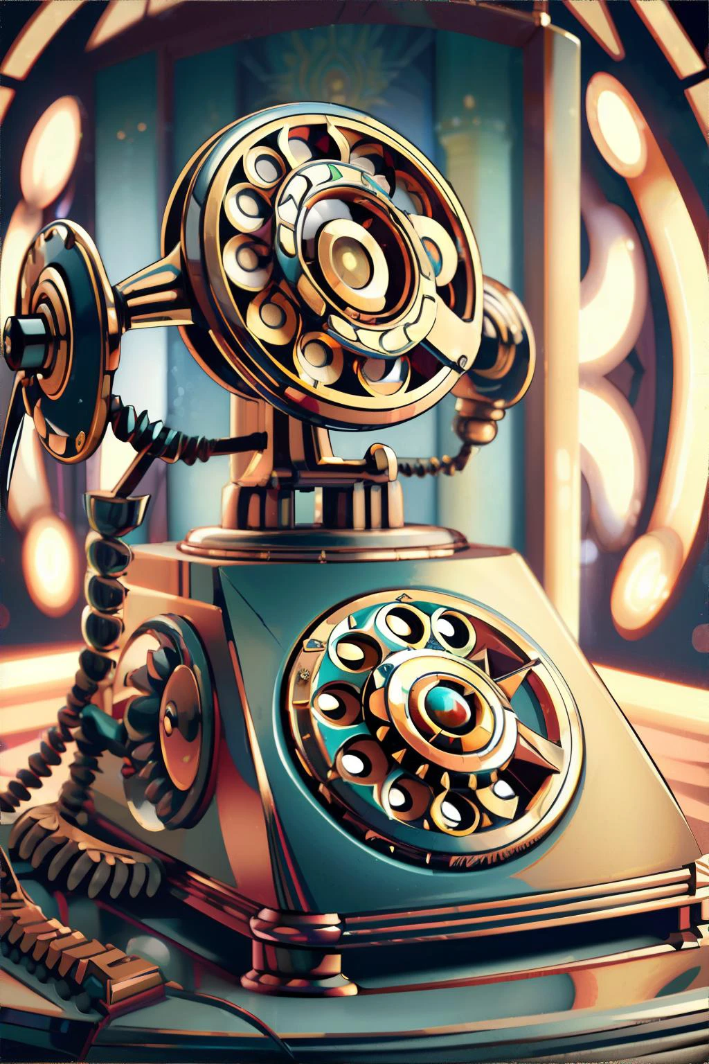 <lora:artdecoai:0.8>, artdecoai rotary telephone, <lora:detailslider:0.5> || art deco, masterpiece, 8k, high resolution, shallow depth of field, sharp focus