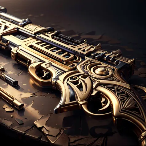 detailed, trending <lora:artdecoai10:.75> artdecoai rifle , gold