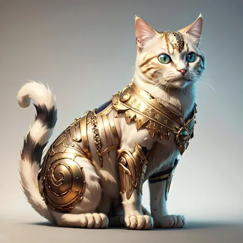 concept art, white background <lora:artdecoai10:.75> artdecoai cat , gold