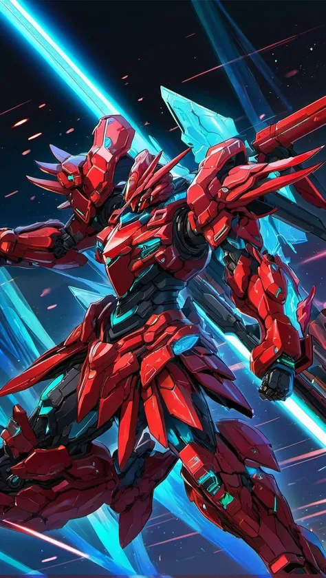 concept art of (RRS:0.6), motion blur, light trail, (hologram:1.5),(mecha armor:1.2), (fighting pose:1.5), (dutch angle:1.5), battlefield, (extreme detailed armor description:1.5), (detailed weapon description:1.2), (holding weapon:1.5), digital artwork, illustrative, painterly, matte painting, highly detailed