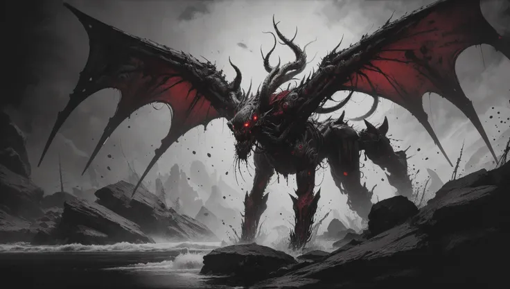 (((Ultra-detailed, Hyper-realistic, 8k, highres, masterpiece))),<lora:D-mecha:0.8>,daem style,ink painting,<lora:Painted World:0.8>,painted world,colorful splashes,<lora:[XL]Demon_Legion:0.8>,demon