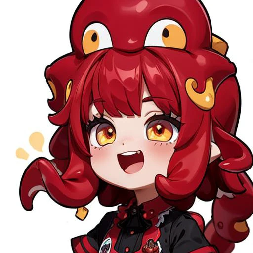 (close-up:1.3), 1girl, chibi emote,<lora:chibi_emote_v1:1>, (happy:1.2), maid outfit,  red very curly octopus tentacle hair and yellow eyes, with an red octopus mounted on her head,
<lora:more_details:0.35>  --no-half-vae  --disable-nan-check