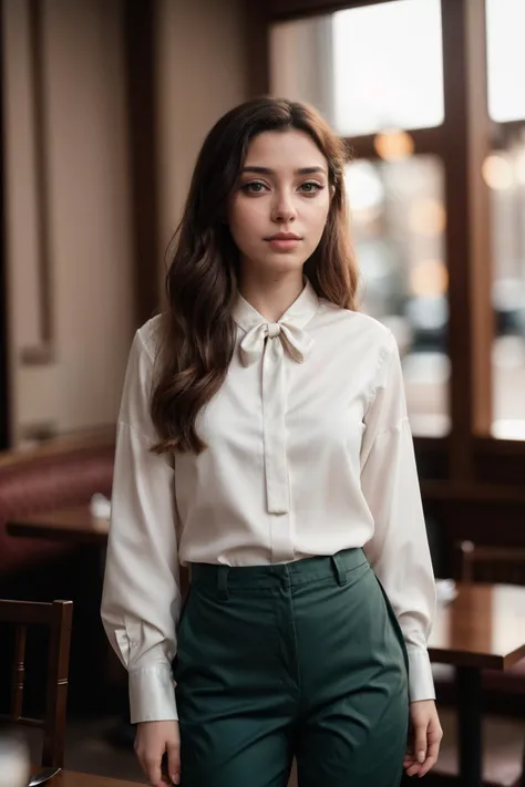 <lora:AnniTheDuck_V1:1> photo of annitheduck, (((standing in a fancy_restaurant))), modelshoot style, (extremely detailed CG unity 8k wallpaper), photo of the most beautiful artwork in the world, professional majestic (photography by Steve McCurry), 8k uhd, dslr, soft lighting, high quality, (film_grain:1.2), (bokeh, blurry foreground, blurry background), Fujifilm XT3 sharp focus, f 5.6, High Detail, Sharp focus, dramatic, (open mouth), (looking at viewer:1.2), (((wearing blouse, chino_pants))), (detailed pupils:1.3), (natural light), (((medium-long shot:1.3))), epiCPhoto
