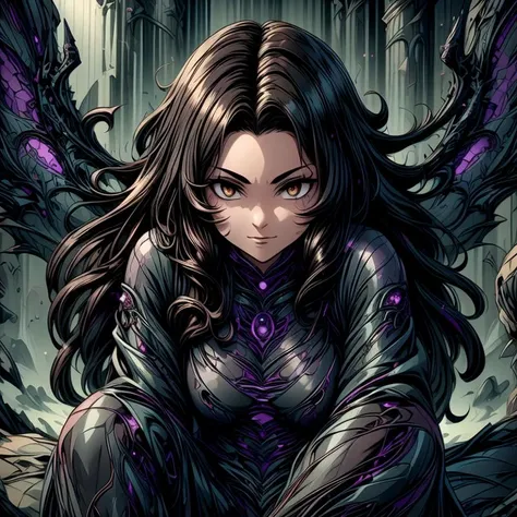 anime, best quality, absurd resolution, intricate detail, (perfect detail features), 8k, UHD, (masterpiece:1.4), (high quality:1.4), high definition, animation, illustration, highly detailed, highres, extremely detailed, sharp focus, <lora:hyperdenoiser_v090:0.5>, <lora:hyperrefiner_v090:0.5>, <lora:add_detail:0.6>, 4k, absurd resolution, detailed hands, (detailed eyes:1.3), <lora:sd15_lora_beta:1>, <lora:perfetfingers:0.5>, <lora:ETO_OC:0.1> ETO-OC, <lora:ETO_OCC006:0.5>, ETO_OCC, (curly hair:1.3), (long hair:1.1), (black hair:1.5), thick eyebrows, pale skin, (plump:1.1), 1girl, ((hazel-green-brown eyes:1.7), (multicolored eyes)), looking at viewer, smug, (parted bangs:1.8), <lora:DraconicTech-15:1> draconictech, scifi, ((obsidian, iridescent armor)), glowing eyes, dragon wings, dragon horn, dragon tail, evil smile <lora:r1ge - AnimeRage:0.5> r1ge, dragon girl, (one_knee)