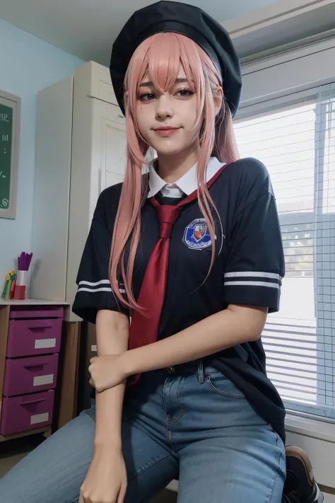 jeanwanwan, a woman wearing school unifrom <lora:jeanwanwan2:1>
