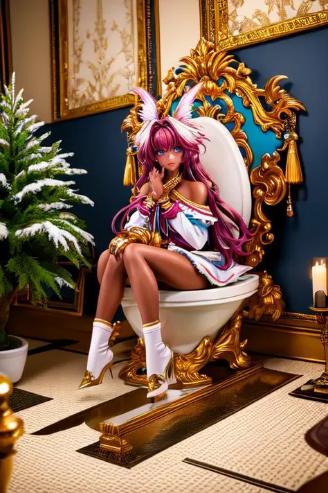 (otherworldly), highly insanely detailed, masterpiece, top quality, best quality, highres, 4k, 8k, RAW photo, (very aesthetic, beautiful and aesthetic), (toilet use:1.5),indoors,restroom,(sitting:1.2),hands on knees,surprised eyes,toilet stall, 
<lora:animeToiletSceneV1:1>, 
1girl, solo, 
Tower13_Gizelle, 
a beautiful elvish girl, 
dark_skin, tan_skin, tanned skin, dark skin, dark-skinned, black-skinned, bronze skin, 
(rainbow hair,turquoise hair,radiant purple hair,gradient hair), 
pure green background,transparent background, (fantasy world)âââ