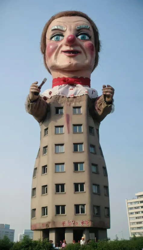 a creepy doll shaped novarc skyscraper <lora:Novelty_Architecture:0.9> <lora:Lady_Elaine_Fairchilde:0.7>