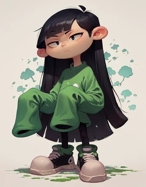 score_8, score_9, 1girl, long hair, black hair, sleeves over wrists, sleeves over fingers, oversized clothes, <lora:Kuki_Sanban_Numbuh_3_KND:1>, ZPDXL, <lora:more_details:1> <lora:Concept Art Ultimatum Style LoRA_Pony XL v6:1> smooth anime,