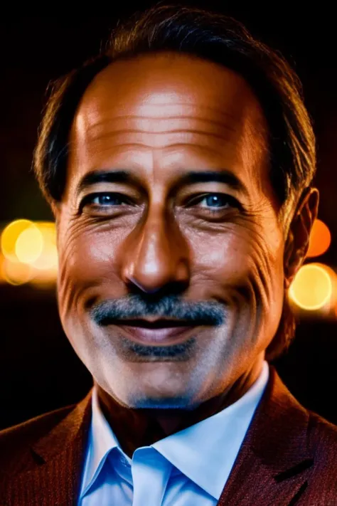 portrait photo of sks man with brown suit, very detailed face, high quality, in the night, 8k <lyco:locon_perfecteyes_v1_from_v1_64_32:0.80> <lora:francella:1>