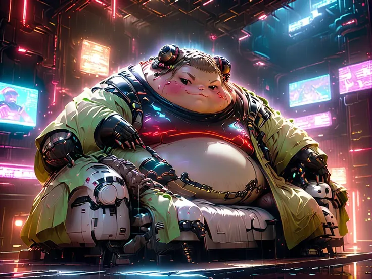 cyberpunk style, advertising poster style, Jabba_the_Hutt \(Star_War\) lying on a lounge couch, watching other people dancing in the dance floor of cyberpunk 2077 nightclub, natural light, Adobe Light front view, (solo, sfw), (lying pose:1.2), Professional, modern, product-focused, commercial, eye-catching, highly detailed, full body <lora:C_projection_holographic_display:1>, neon, dystopian, futuristic, digital, vibrant, detailed, high contrast, reminiscent of cyberpunk genre