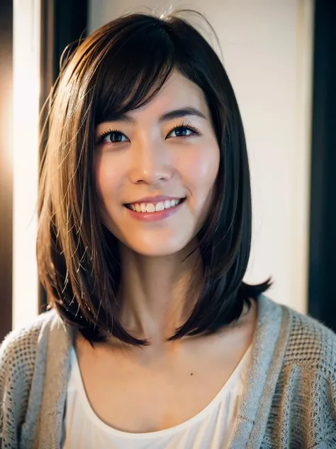 <lora:JurinaMatsuiBRAv3:0.8>jurina matsui,8k,4k,intricate details, RAW photo, ultra realistic,best quality,masterpiece,ultra detailed,high resolution,photorealistic,a photo portrait of a beautiful girl , portrait, dramatic light , bob cut,smile,Rembrandt lighting scheme, (hyperrealism:1.2), shot with Canon EOS 5D Mark IV, detailed face, detailed hair