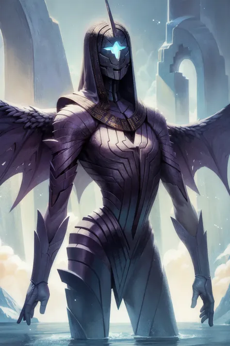 no humans,sentinel guardian ,humanoid,monstrous,wings,biblical <lora:Angelarium:1>,