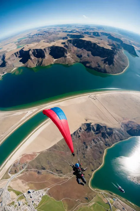 In a thrilling first-person view, you experience the heart-pounding sensation of free fall from a high-altitude jump. The world rushes past as you plummet, the exhilaration and adrenaline overwhelming your senses. The scene paints a vivid picture of the descent, with the Earth's beauty and the sense of weightlessness enveloping you. Finally, a parachute deployment offers a graceful transition to a serene and awe-inspiring view of the landscape below, creating an unforgettable adventure.