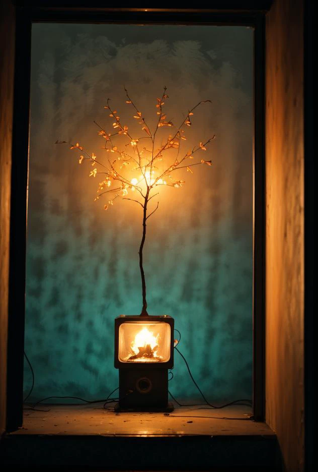 (sculpture art, Happy, One Color, Double Exposure, Sad, Impasto, Cold Colors, Atmospheric 1940'S (The Burning Bush:1.2) from inside of a Apartment, Suffering, Queencore, Lomography, Cyan and deep indigo neon hue, Red palette, Provia, de dia los muertos, Peaceful, Ektachrome, Cathode tube, Regret, Orange hue, Beautifully Lit, (nsfw:1.1)
<lora:Better_Details:0.6>
<lora:epiC35mm:0.6> epiC35mm
<lora:LCM_1-5:0.7>
<lora:ContrastControl:1.3>
<lora:Colortone_Slider:1.8> bright color