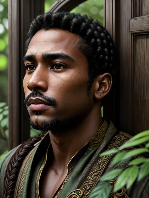 Hyperrealistic art of (man 25 yo), (establishing shot:1.5), Myanmar, skin color  Medium to dark brown (face:Square Oblong Face, Upturned Eyes, [eye color hazel], Nose with an Awkward Bump Shape, protruding upper lip, prominent cheeks, weak receding chin) blue black (male:1.8), (ultra detailed eyes and face)<lora:eyetuneT:1>, dramatic, (masterpiece, best quality, high quality), hyperdetailed, highres, intricate detail, HDR, 8k, sharp focus, detailed background, extremely detailed face eyes lips nose, perfect hands, realistic eyes, detailed skin texture, subsurface scattering, realistic, temple, dark, photorealistic,, An abandoned enigmatic door awaits at the end of a winding path, adorned with overgrown vines and emanating an otherworldly glow, stone road, blurry, fantasy, epic , Extremely high-resolution details, photographic, realism pushed to extreme, fine texture, incredibly lifelike