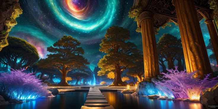 ethereal fantasy concept art of (masterpiece) (best quality), yin yang cosmic scene, fire in the top left corner, water in the bottom left , earth elements in the bottom right, air in the top right BREAK photo like, (maze:1.2), metal cubes, tessellation , GPU benchmark, cubes on cubes, cubes in cubes, metal landscape, sliver blocks, platinum, acid trip, maze, impossible, realism, reflective metallic,  crystals, bright colors, glass mushrooms, jewels, cut diamonds, (massive scale, macro, astronomy photography:1.4),  landscape, (HDR:1.2), ((masterpiece, high quality, best quality, 8k, wallpaper, fine lineart, highly detailed, absurdres)), cinematic photo magical style,  art style hyperrealistic,vivid colors, intricate details, realistic style, oil paintings, acrylic paintings, watercolor paintings, digital illustrations, mixed media pieces, sculptures casting shadows, cosmic sky, photorealistic, extreme detail,lifelike,crisp,precise. natural materials,outdoor,detailed blend of organic and magical elements,futuristic,legendary,detailed,intricate,skin texture,film,bokeh,professional,4k,highly detailed, in the style of art, colorful, phone wallpaper BREAK [girl, 20 yo, cleavage, perfect body, makeup, (establishing shot:1.5), random  hair color, Swedish, (face:Oval Round Face, Doe Eyes, [eye color violet], Nose with an Awkward Bump Shape, thin lips, high cheekbones, soft chin)], by Satoshi Kon and Mike Mignola,  (black , alluring , masterful:1.4), poster art, bold lines, hyper detailed, expressive,  award winning,  (landscape:1.4), (intricate details, masterpiece, best quality:1.4),
key lighting , looking at viewer, dynamic pose, wide angle view,, magnificent, celestial, ethereal, painterly, epic, majestic, magical, fantasy art, cover art, dreamy<lora:more_details:1>