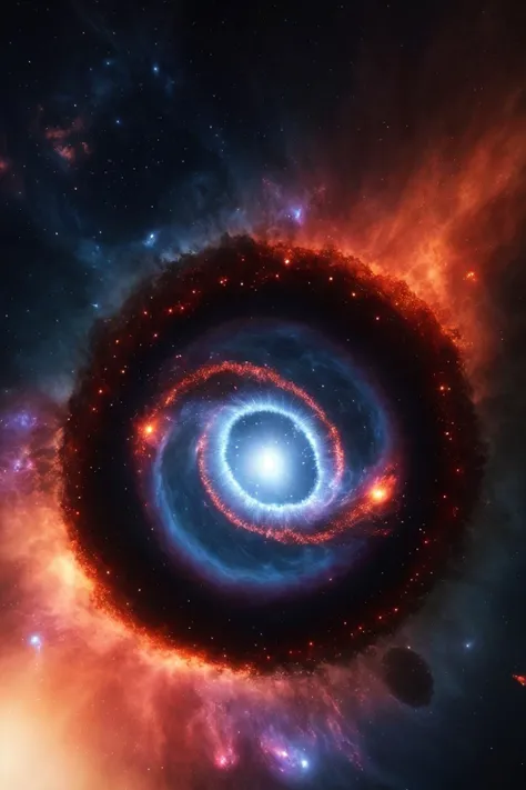 blowing supernova, Black Hole, Digital art, image, hyper-detailed, complex composition, masterpiece, close-up, glow, abstract, surrealism, detailed, otherworldly, fantasy, soft pastel, natural volume, light, atmospheric , sharp focus, complex background, soft haze, sun rays, animalistic, beautiful, mysterious, destroying worlds