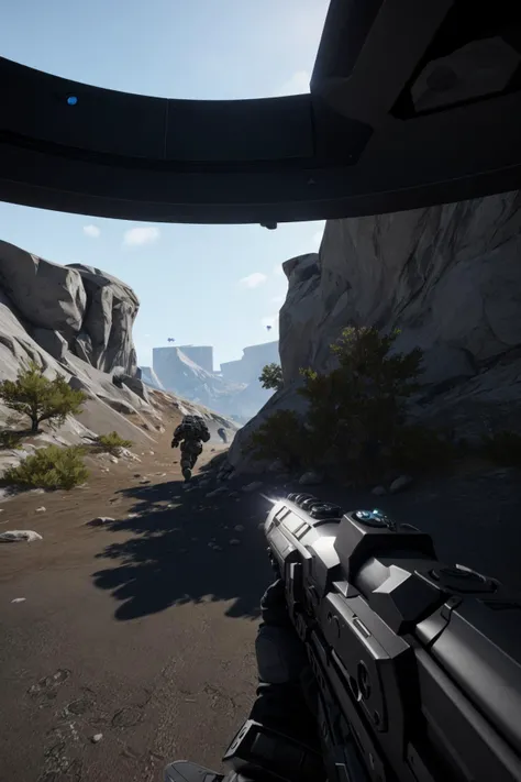In a 3D first-person shooter (FPS) video game scene, players are fully immersed in an action-packed environment, and one key element that enhances this immersion is the Heads-Up Display (HUD).
The scene unfolds in a sprawling, intricately designed 3D environment, offering a realistic and visually captivating setting. Players experience the game through the eyes of their character, with the first-person perspective providing an unparalleled sense of immersion.
But what truly sets this scene apart is the meticulously designed HUD. Placed at the edges of the screen, the HUD provides vital information to the player in a dynamic and interactive manner. Health bars, ammo counters, and objective markers are seamlessly integrated into the visual experience, enhancing the player's situational awareness.
As players navigate their surroundings, they can quickly glance at the HUD to check their character's health status, ammunition reserves, and ongoing objectives. This integration of critical information doesn't break the immersion but, instead, serves to deepen it. It creates a sense of urgency during intense combat sequences, as players monitor their health and remaining bullets in real-time.
The HUD is also customizable, allowing players to tailor their gaming experience to their preferences. They can choose to display additional information or minimize the HUD for a more immersive and challenging experience.
In summary, in this 3D FPS video game scene, the HUD plays a pivotal role in enhancing player immersion. It seamlessly integrates vital information into the gameplay experience, providing real-time feedback and enhancing the sense of urgency and engagement during intense combat sequences. It's a testament to the attention to detail that modern video games use to create truly immersive experiences.