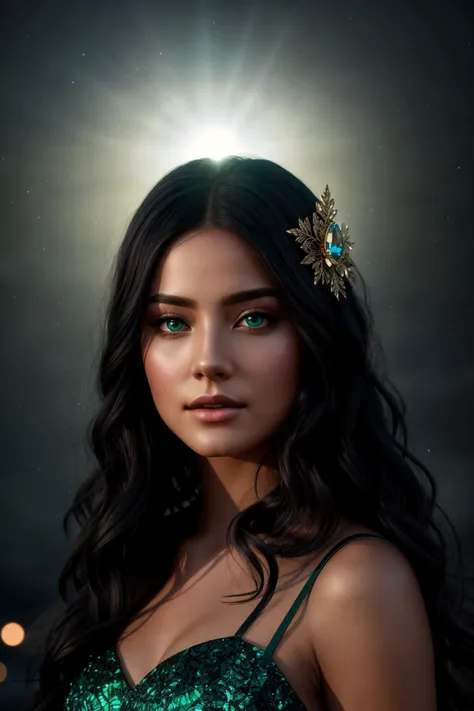 masterpiece, best quality, highly detailed photorealistic raw image, 8k render in octane
As we zoom in on the enchanting girl at the epicenter of our tale, we're captivated by the intricate details of her visage. Real-time shadows dance gracefully across her face, accentuating her chiseled features as if painted by the hand of an artist. Spectacular lighting bathes her in a celestial glow, casting a halo of radiance that seems to emanate from within. Her emerald eyes sparkle with a depth that reflects the mysteries of the universe, while her cascade of midnight hair shimmers like liquid obsidian in the moonlight. This immersive visual spectacle transforms her into an ethereal beacon of both inner strength and breathtaking beauty, setting the stage for an unforgettable midjourney filled with wonder and awe
