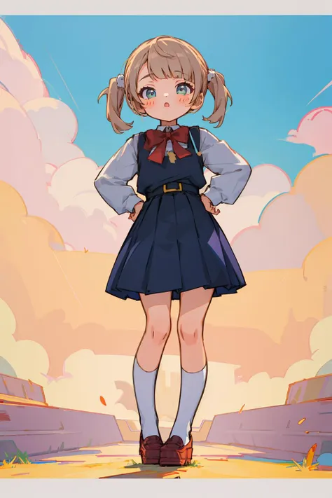 ((((ultra illustrated style:1.0)))),best quality,best animated,masterpiece,ray tracing, global illumination,school uniform,chibi,1girl, solo, standing,full body, looking at viewer, outdoors,hands on hips,
<lora:Shigure Ui-000008:0.7><lora:chibi-000005:0.6>
