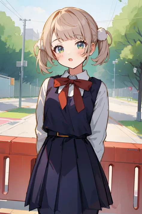 ((((ultra illustrated style:1.0)))),best quality,best animated,masterpiece,ray tracing, global illumination,school uniform,1girl, solo, standing,cowboy shot, looking at viewer, outdoors,arms behind back,
<lora:Shigure Ui-000008:0.8>