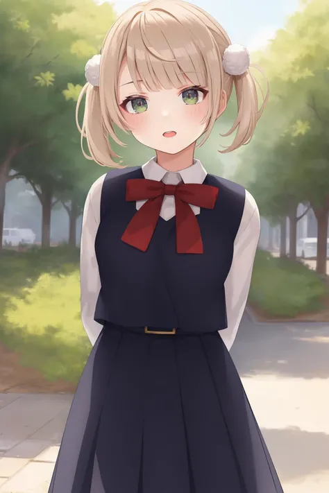 ((((ultra illustrated style:1.0)))),best quality,best animated,masterpiece,ray tracing, global illumination,school uniform,1girl, solo, standing,cowboy shot, looking at viewer, outdoors,arms behind back,
<lora:Shigure Ui-000008:0.7>