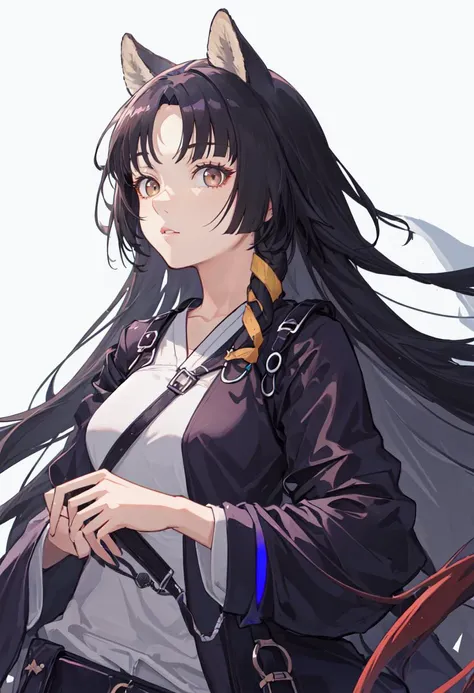 1girl, solo, saga, pose,saga \(arknights\), dynamic pose,