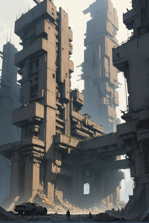 technobrutalist, fantasy, a ruined fantasy megacity at the beginning of time, masterpiece, by Ian McQue<lora:EnvyTechnobrutalistXL01:0.5>