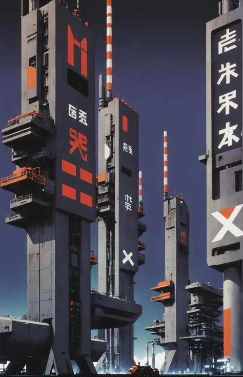 kyotopunk, technobrutalist, anime key visual, stary sky, science fiction airport, gas refining, heavy industry, technology, <lora:EnvyKyotopunkXL01:0.6>  <lora:EnvyTechnobrutalistXL01:0.4>