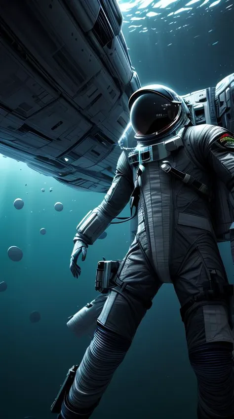 infrared concept art by craig mullins astronaut holds a black hole in his hands in futuristic dark and empty spaceship underwater. complex and hyperdetailed technical suit. mandelbulb fractal. reflection and dispersion materials. rays and dispersion of light. volumetric light. 5 0 mm, f / 3 2. noise film photo. flash photography. octane render. interstellar movie art,<lora:add_detail:0.5> <lora:more_details:0.25> <lora:FantasyWorldV1:0.25>