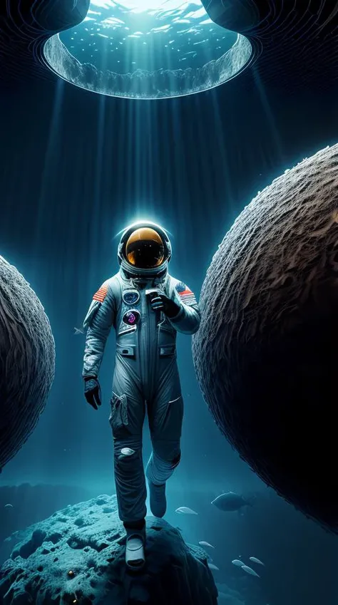 infrared concept art by craig mullins astronaut holds a black hole in his hands in futuristic dark and empty spaceship underwater. complex and hyperdetailed technical suit. mandelbulb fractal. reflection and dispersion materials. rays and dispersion of light. volumetric light. 5 0 mm, f / 3 2. noise film photo. flash photography. octane render. interstellar movie art,<lora:add_detail:0.5> <lora:more_details:0.25> <lora:FantasyWorldV1:0.25>