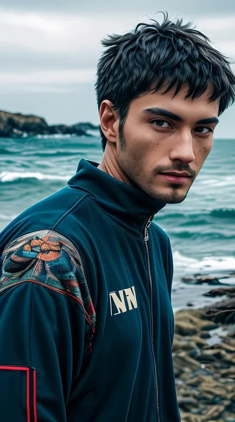 8k high quality, detailed, colorful analog photo, masterpiece, photorealistic, vibrant color film, masterclass, heavy (film grain), Fujicolor 400, Nikon F401,man in black clothes, bald, face, half body, body, high detailed skin, skin pores, coastline, overcast weather, wind, waves, portrait512 Cyborg512 Tay512, electronics, motors, wires, buttons, lcd,traditional media,abstract dream, space, intricate, grand scale, alone, cinematic film still, insane detail, sharp focus, depth of field, realistic lighting, (realistic perspective), complex, (multiple subjects), 4k HDR,<lora:add_detail:0.5> <lora:more_details:0.25> <lora:FantasyWorldV1:0.25>