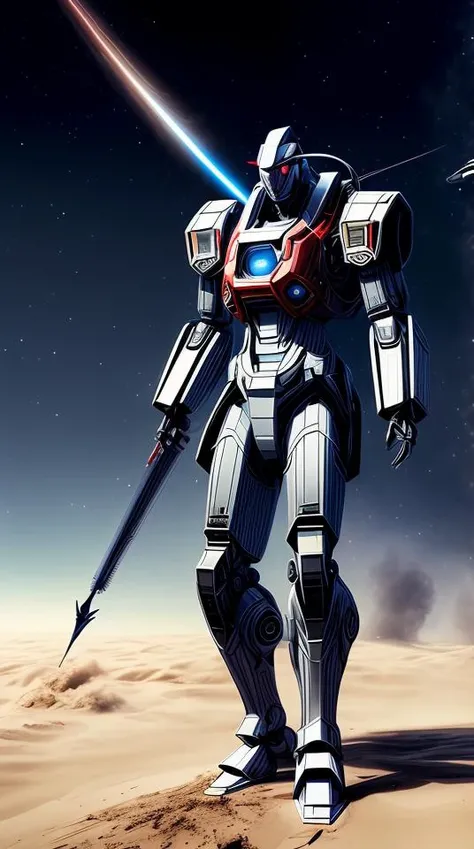 full body concept art of a mech space samurai with jet pack and thin mech wings, hovers above ground, dust swirls under him, realistic, cinematic, atmospheric, sci - fi movie character, cctane render, by moebius, alphonse mucha, roger deakins, masamune shirow <lora:add_detail:2>