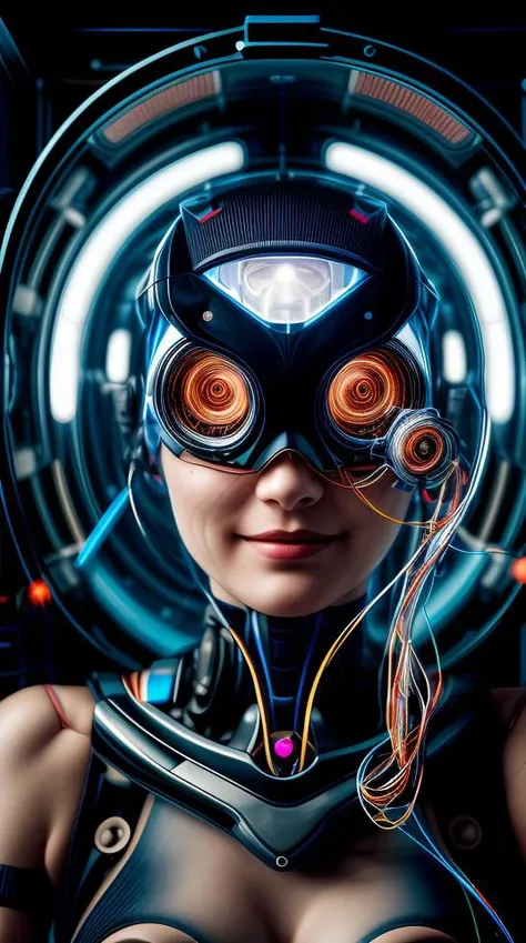 portrait512 Cyborg512 Tay512, electronics, motors, wires, buttons, lcd <lora:add_detail:2>