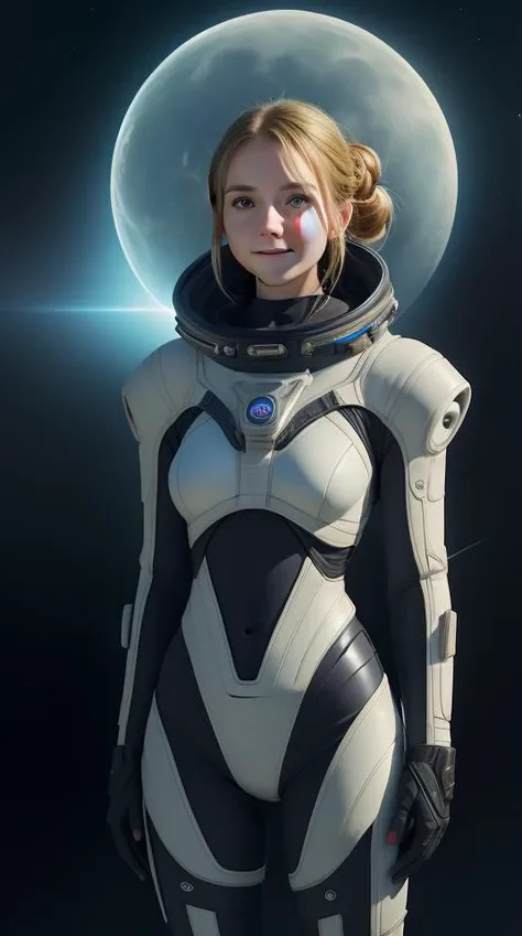 masterpiece,best quality,ultra detailed,highres,high-resolution,4k,4k portrait,8k,(8k portrait),unity 8k wallpaper,extremely detailed CG,realistic,RAW photo,real person(portraitphotography),photorealistic,detailed skin, (No-man's-sky Game Design Picture:1.1),(1girl),Bizarre animal,The girl is wearing space suit,A spaceship is flying in the sky,Face the front,On the ground,Ground,any moon floating in the sky,(face),((front)),(A girl looking in front),18 -year -old British woman,smile,fun,((Alien and commemorative photo)),((Bizarre creatures and commemorative photos)),(Giant spacecraft),Above the knees,Spread earth,Stand on the hill,(Alien standing next to a girl),(A strange creature is attached to her),With a yellow mesh in the blue god,Classic French Braid,__eye_color,amb__,