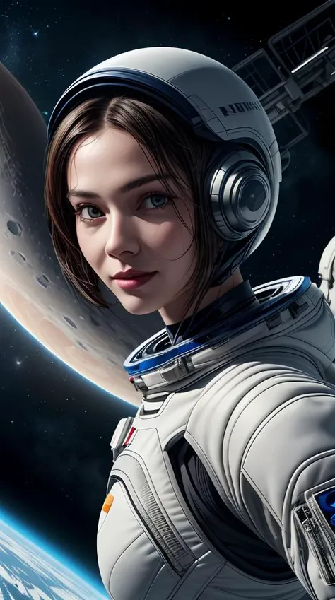 masterpiece,best quality,ultra detailed,highres,high-resolution,4k,4k portrait,8k,8k portrait,unity 8k wallpaper,extremely detailed CG,realistic,RAW photo,real person,portrait photography,photorealistic,shiny skin,detailed skin, 1girl,Bizarre animal,The girl is wearing space suit,((looking at viewer)),A spaceship is flying in the sky,Face the front,On the ground,Ground,any moon floating in the sky,(face),(Upper body),((front)),(A girl looking in front),18 -year -old British woman,smile,fun,((Alien and commemorative photo)),abstract dream, space, intricate, grand scale, alone, cinematic film still, insane detail, sharp focus, depth of field, realistic lighting, (realistic perspective), complex, (multiple subjects), 4k HDR,<lora:add_detail:0.5> <lora:more_details:0.25> <lora:20230530123038:0.25>