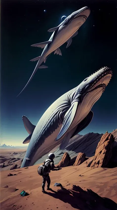 "realistic detailed image of an cosmonaut alone in the tundra next to whale skeleton in the style of Francis Bacon, Surreal, Norman Rockwell and James Jean, Greg Hildebrandt, and Mark Brooks, triadic color scheme, By Greg Rutkowski, in the style of Francis Bacon and Syd Mead and Edward Hopper and Norman Rockwell and Beksinski, open ceiling, highly detailed, painted by Francis Bacon, painted by James Gilleard, surrealism, airbrush, Ilya Kuvshinov, WLOP, Stanley Artgerm, very coherent, art by Takato Yamamoto and James Jean"
abstract dream, space, intricate, grand scale, alone, cinematic film still, insane detail, sharp focus, depth of field, realistic lighting, (realistic perspective), complex, (multiple subjects), 4k HDR,
<lora:add_detail:0.5> <lora:more_details:0.25> <lora:FantasyWorldV1:0.25>