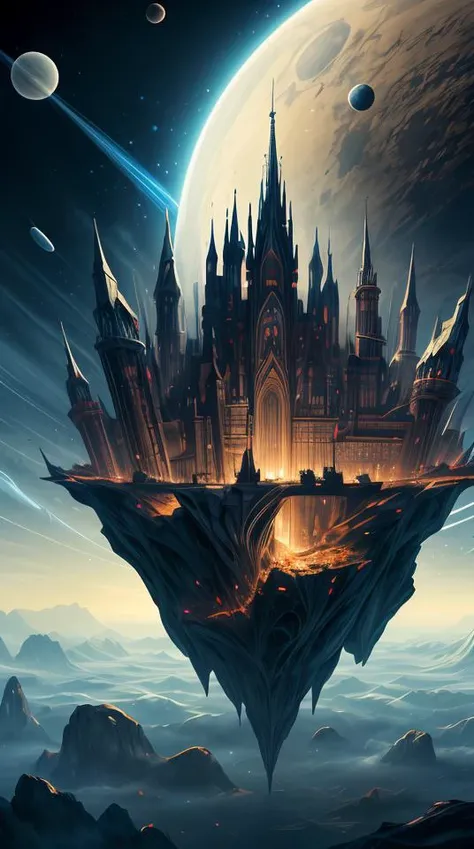 fantasy concept art, floating magic city, 8k high detail, abstract dream, space, intricate, grand scale, alone, cinematic film still, insane detail, sharp focus, depth of field, realistic lighting, (realistic perspective), complex, (multiple subjects), 4k HDR,<lora:add_detail:0.5>,<lora:more_details:0.25>,<lora:FantasyWorldV1:0.25>,