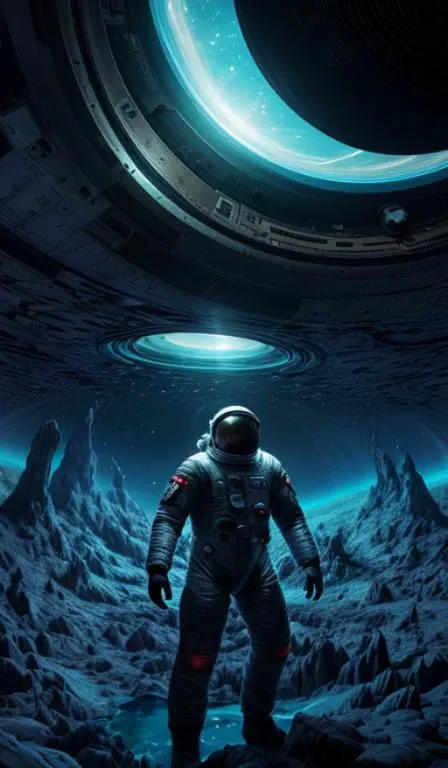 infrared concept art by craig mullins astronaut holds a black hole in his hands in futuristic dark and empty spaceship underwater. complex and hyperdetailed technical suit. mandelbulb fractal. reflection and dispersion materials. rays and dispersion of light. volumetric light. 5 0 mm, f / 3 2. noise film photo. flash photography. octane render. interstellar movie art,<lora:add_detail:0.5> <lora:more_details:0.25> <lora:20230530123038:0.25>
