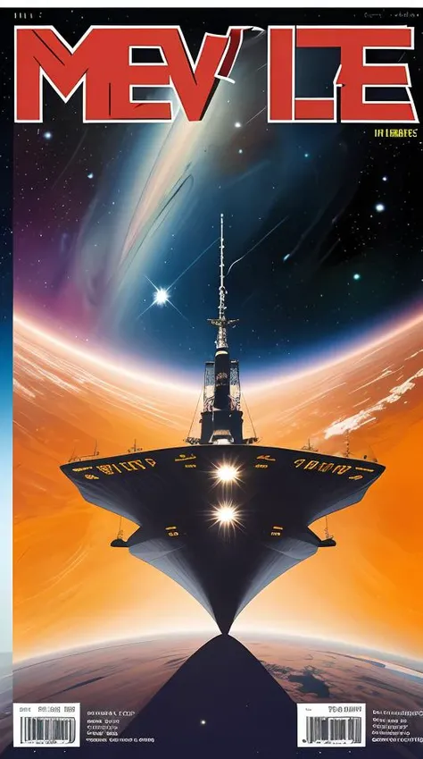 ((magazine cover-style:1.3) illustration of photo,star ship,outer space, ), abs, adding a touch of fantasy to the scene, the text on the cover should be bold and attention-grabbing, with the title of the magazine and a catchy headline, the overall style should be modern and trendy, with a focus on fashion and fantasy, helvetica-bold, A composition that challenges traditional notions of perspective and invites a fresh way of seeing,
