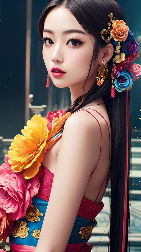 aesthetic,masterpiece,photorealistic,entangle,mandala,tangle,entangle,ecstasy of flower,dynamic angle,the most beautiful form of chaos,elegant,a brutalist designed,vivid colours,romanticism,atmospheric,(fluttered detailed ink splashs), (illustration),1girl,(long hair),electronics, motors, wires, buttons, lcd,lacivious pose,(expressionless ,hair ornament:1.4)chinese clothes,(focus on), color Ink wash painting,(ink splashing),color splashing,((colorful)),[sketch], Masterpiece,best quality, beautifully painted,highly detailed,(denoising:0.7),[splash ink],yin yang,a lot of details,mysterious expression, in a modern and abstract setting, with bold and colorful abstract art, photo shot from front,highly-detailed, (flat color:1.1),(colorful:1.3),(masterpiece:1.2), best quality, masterpiece, original, extremely detailed wallpaper,from everywhere, looking at viewer,upper body, full body,
there is an ancient palace beside the girl,oriental city,eastern architecture,a lot of details,mysterious expression, in a modern and abstract setting, with bold and colorful abstract art,bright lighting,movie studio (analog film:1.3) (vhs movie) (photorealistic) (screencap) (cinematic lighting) (sharp focus) (80sDarkFantasySD15b:1.0),,natural lights, photorealism, cinematic,