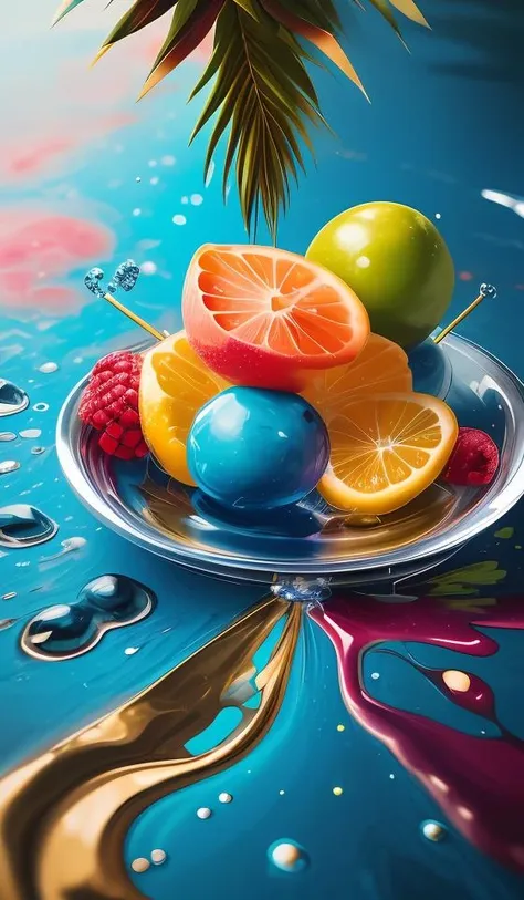 (flat color:1.1),(colorful:1.3),(masterpiece:1.2), best quality, masterpiece, original, extremely detailed wallpaper, looking at viewer,Abstract, 8K, photo shot from front, mid-body portrait, highly-detailed, lots of delicious tropical fruits with drops of moisture on table, a lot of details,floating colorful water,, mysterious expression,stuart little, in a modern and abstract setting, with bold and colorful abstract art, blurred background, bright lighting,<lora:add_detail:0.5>,<lora:more_details:0.25>,<lora:FantasyWorldV1:0.25>,