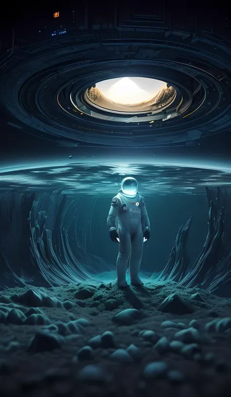 infrared concept art by craig mullins astronaut holds a black hole in his hands in futuristic dark and empty spaceship underwater. complex and hyperdetailed technical suit. mandelbulb fractal. reflection and dispersion materials. rays and dispersion of light. volumetric light. 5 0 mm, f / 3 2. noise film photo. flash photography. octane render. interstellar movie art,<lora:add_detail:0.5> <lora:more_details:0.25> <lora:20230530123038:0.25>