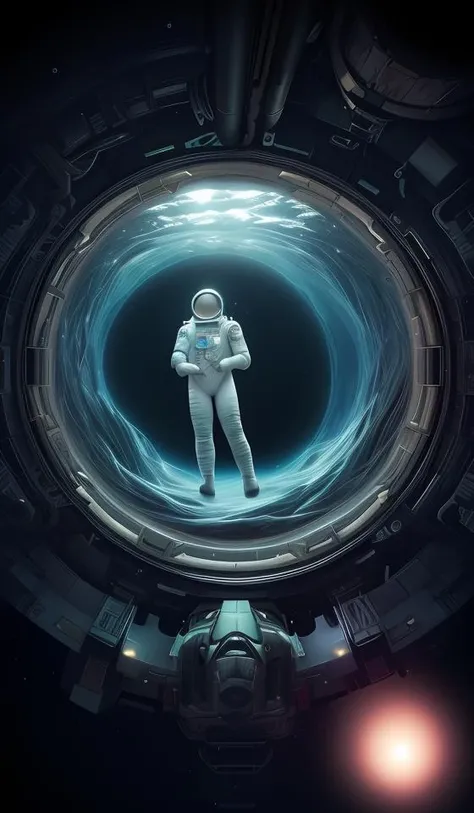 infrared concept art by craig mullins astronaut holds a black hole in his hands in futuristic dark and empty spaceship underwater. complex and hyperdetailed technical suit. mandelbulb fractal. reflection and dispersion materials. rays and dispersion of light. volumetric light. 5 0 mm, f / 3 2. noise film photo. flash photography. octane render. interstellar movie art,<lora:add_detail:0.5> <lora:more_details:0.25> <lora:20230530123038:0.25>